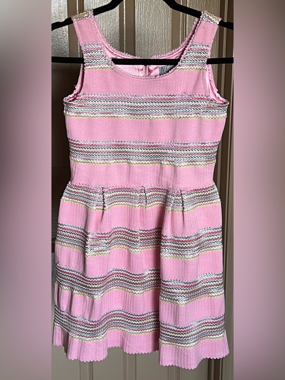 Girls' Pink Striped Sleeveless Party Dress